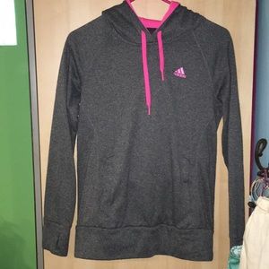 Adidas grey and pink hoodie